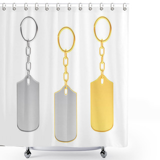 Personality  Set Of Golden And Silver Blank Key Chains  Shower Curtains