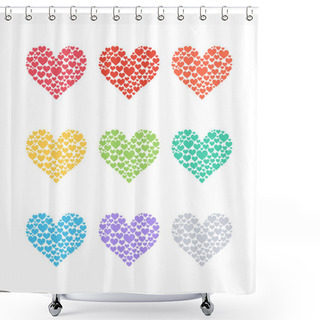 Personality  Set Of Heart Sign Symbols. Heart Of Many Hearts. Shower Curtains