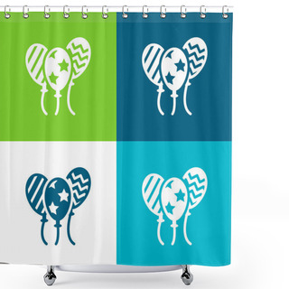 Personality  Balloon Flat Four Color Minimal Icon Set Shower Curtains