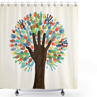 Personality  Isolated Diversity Tree Hands Shower Curtains