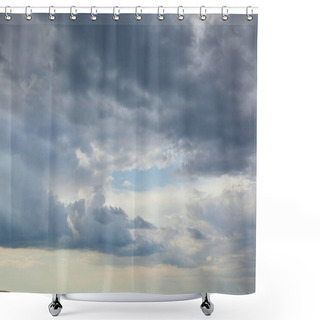 Personality  Blue Sky With Overcast Clouds And Copy Space Shower Curtains