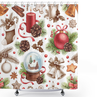 Personality  Watercolor Christmas Decorations Shower Curtains