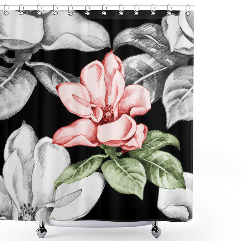 Personality  Blooming Beautiful Magnolia Flowers Shower Curtains