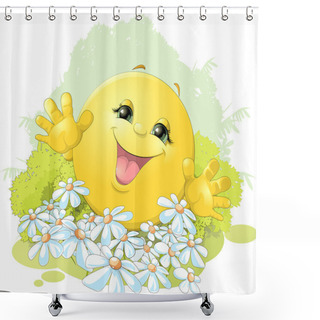 Personality  Hilarious Bun On A Background Of Flowers Shower Curtains