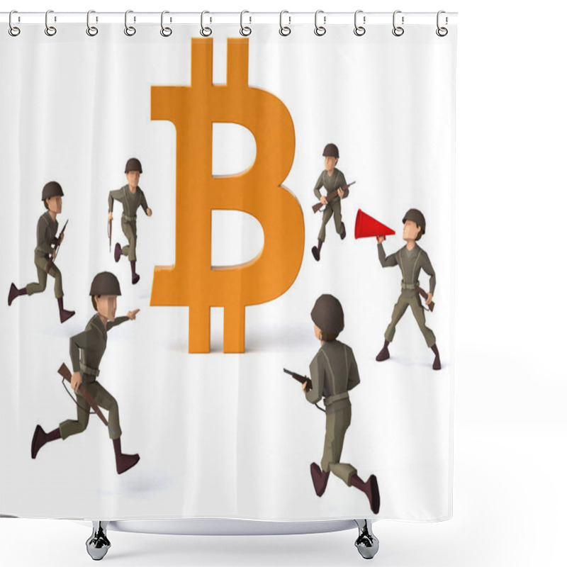 Personality  Bitcoin Under Attack - 3D Illustration Shower Curtains