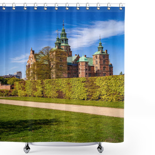 Personality  Majestic View Of Beautiful Historical Palace Against Blue Sky, Copenhagen, Denmark Shower Curtains