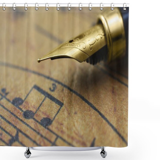 Personality  Music Sheet And Pen Shower Curtains
