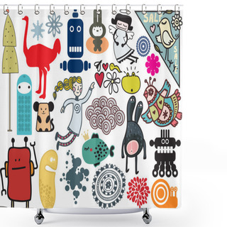 Personality  Mix Of Different Vector Images. Vol.9 Shower Curtains
