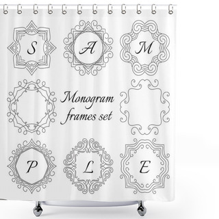 Personality  8 Monogram Frames. Retro Style Set. Hand Drawn Ornaments. Shower Curtains