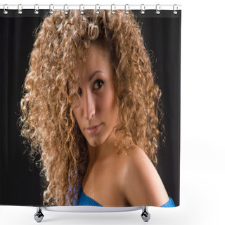 Personality  Portrait Of A Girl With Curly Hair Shower Curtains