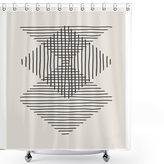 Personality  Trendy Abstract Creative Minimalist Artistic Hand Drawn Composition Shower Curtains