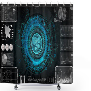 Personality  Futuristic Sci Fi Modern User Interface Set. HUD Shower Curtains