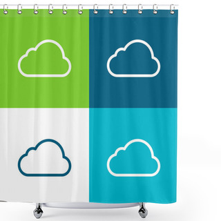 Personality  Big Cloud Flat Four Color Minimal Icon Set Shower Curtains