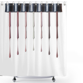 Personality  Brushes With Choice Of Multicolored Nail Polish Isolated On White Shower Curtains
