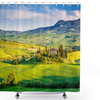 Personality  Tuscany Landscape At Sunset Shower Curtains