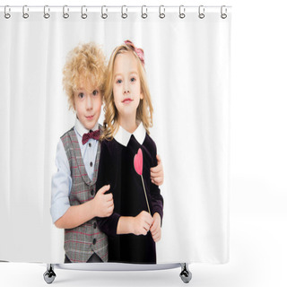 Personality  Kids Holding Red Heart   Shower Curtains