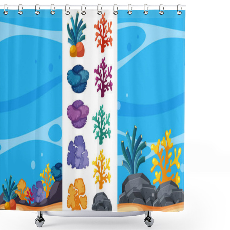 Personality  Underwater scene with coral reefs shower curtains