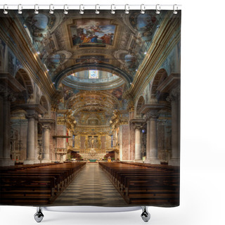 Personality  Baroque Basilica Finale Ligure Italy Shower Curtains