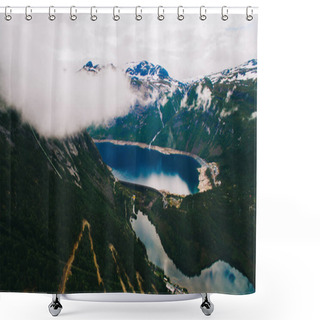 Personality  Trolls Tongue With A Lake And Mountains, Norway Shower Curtains