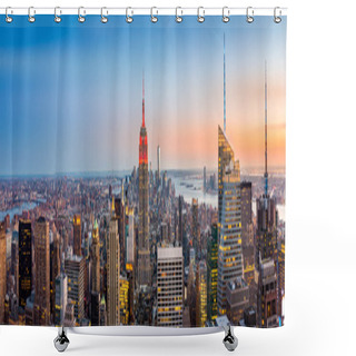 Personality  New York Skyline Panorama At Sunset Shower Curtains