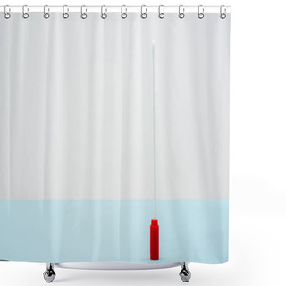 Personality  Top View Of Test Stick On Blue And Grey Background, Omicron Variant Concept Shower Curtains