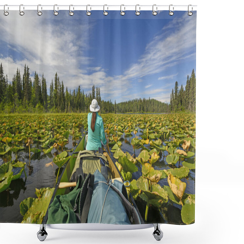 Personality  Paddling Through Lily Pads In The Wilderness Shower Curtains
