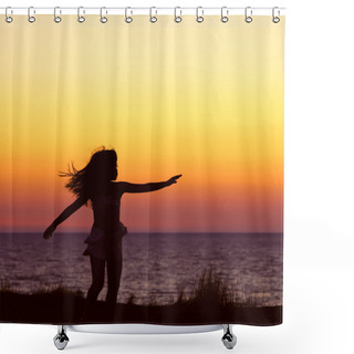 Personality  Silhouette Of A Girl Shower Curtains