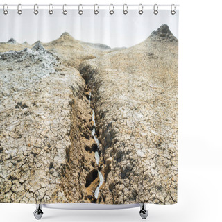 Personality  The Flow Of Mud Emanating From A Mud Volcano Shower Curtains