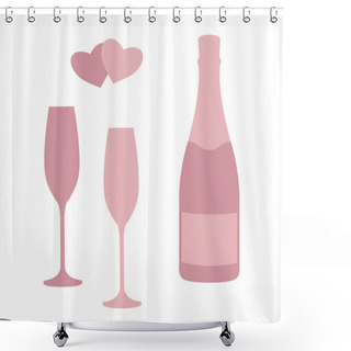 Personality  Champagne Bottle And Glasses. Shower Curtains