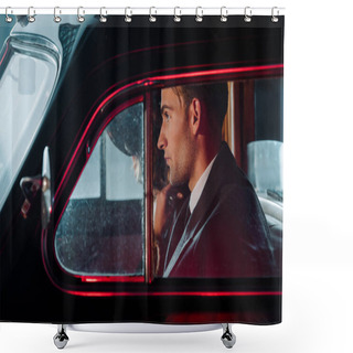 Personality  Side View Of Man Sitting In Retro Car  Shower Curtains