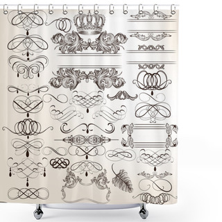 Personality  Collection Of Vector Vintage Decorative Elements For Design Shower Curtains