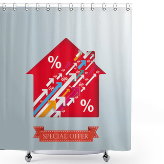 Personality  House Hole Upwards Percentage Shower Curtains