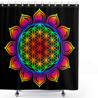 Personality  Flower Of Life - Lotus Flower - Symbol Healing And Harmony Shower Curtains