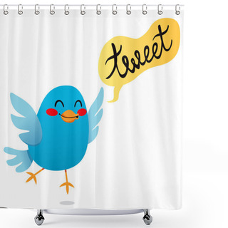 Personality  Blue Bird Tweet Shower Curtains