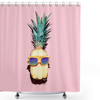 Personality  Hipster Pineapple Fashion Accessories And Fruits. Vanilla Style. Shower Curtains