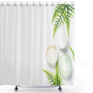 Personality  Facial Cosmetics, Skin Care Product, Natural Cosmetic On White. Shower Curtains