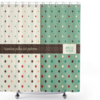 Personality  Set Of Seamless Colorful Polka Dot Patterns Shower Curtains