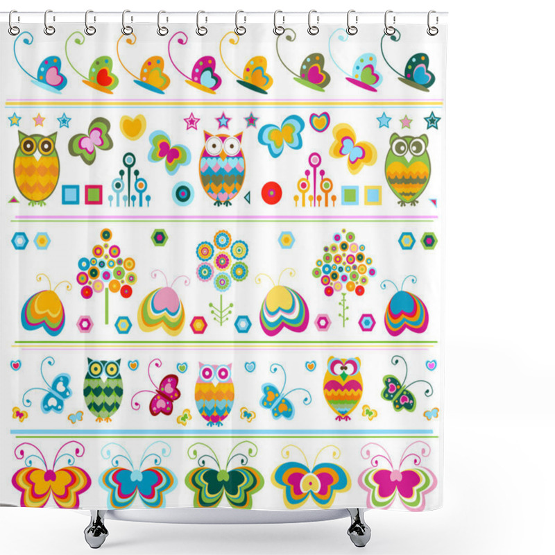 Personality  Cute Borders With Colorful Elements Shower Curtains