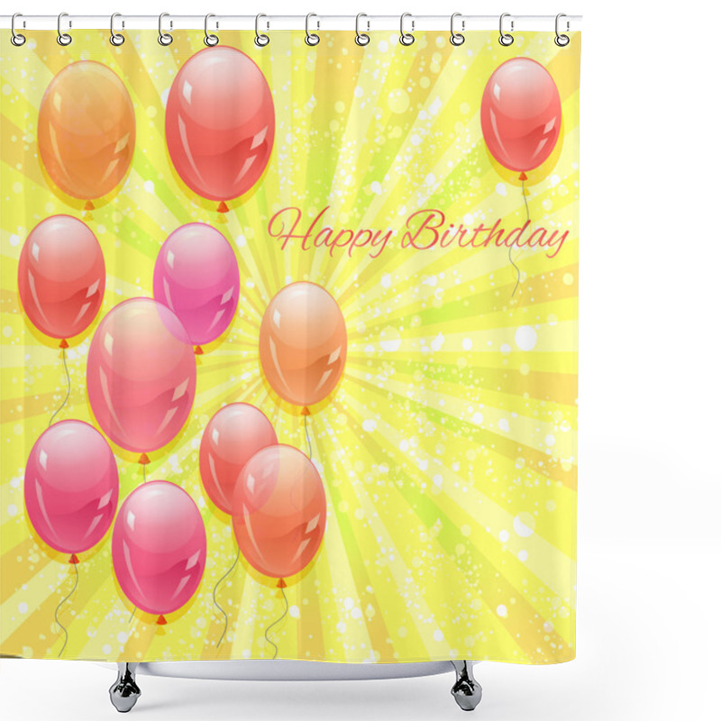 Personality  Color beautiful party balloons. Vector illustration. shower curtains