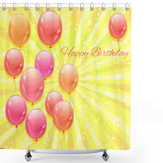Personality  Color Beautiful Party Balloons. Vector Illustration. Shower Curtains