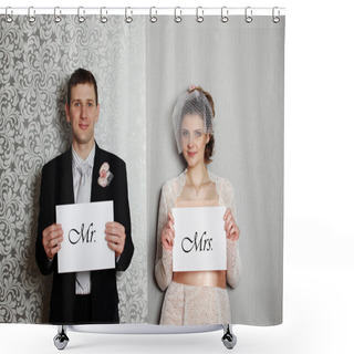 Personality  Bride And Groom Shower Curtains
