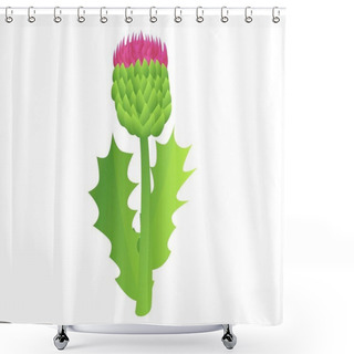 Personality  Thistle Bio Plant Icon, Cartoon Style Shower Curtains