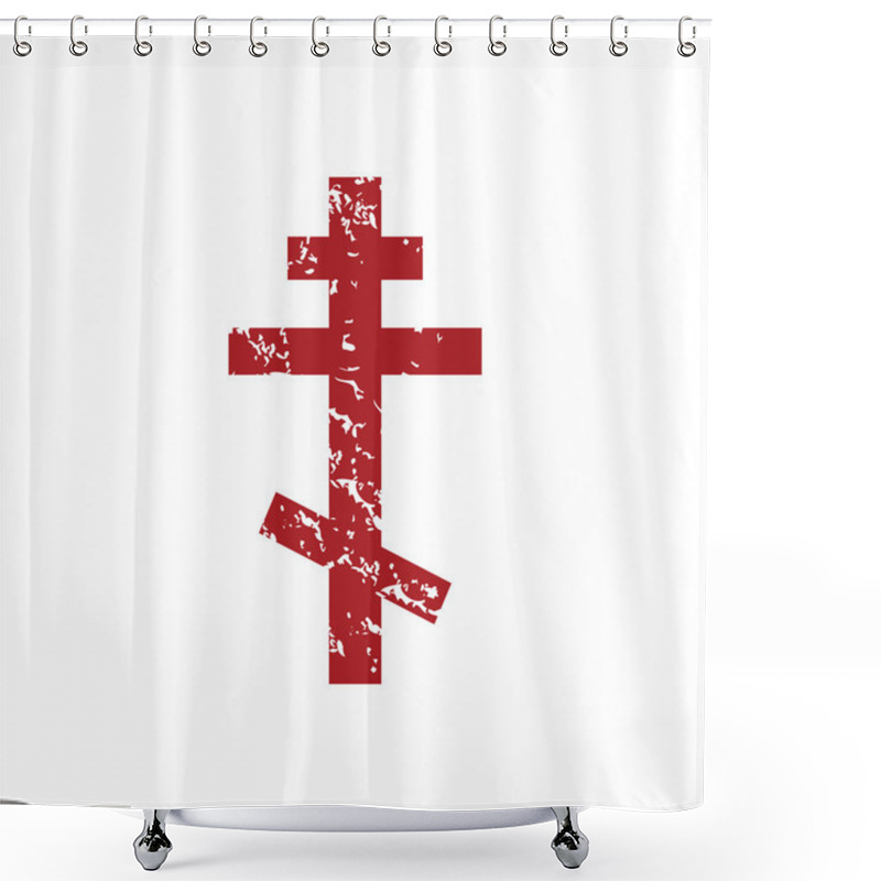 Personality  Red Grunge Orthodoxy Logo Shower Curtains