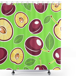 Personality  Vector Background With Plums Shower Curtains