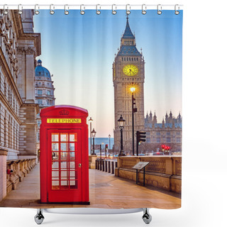 Personality  Traditional Red Phone Booth In London Shower Curtains