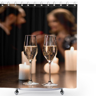 Personality  Champagne Glasses And Candles Shower Curtains