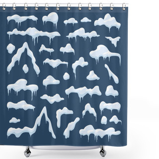 Personality  Winter Decoration Set With Snow Caps Shower Curtains