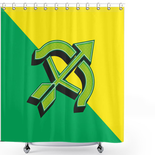 Personality  Archery Green And Yellow Modern 3d Vector Icon Logo Shower Curtains