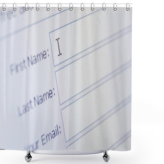 Personality  Close Up Of Sign Up Form Shower Curtains