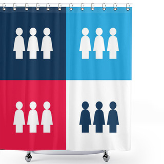 Personality  Activism Blue And Red Four Color Minimal Icon Set Shower Curtains